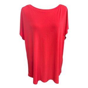 Chico's Shirt Size 3 XL Red Short Sleeve Cap Sleeve Top Blouse